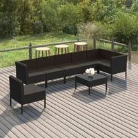 Set Divani da Giardino 8 pz con Cuscini in Polyrattan Nero 3094389