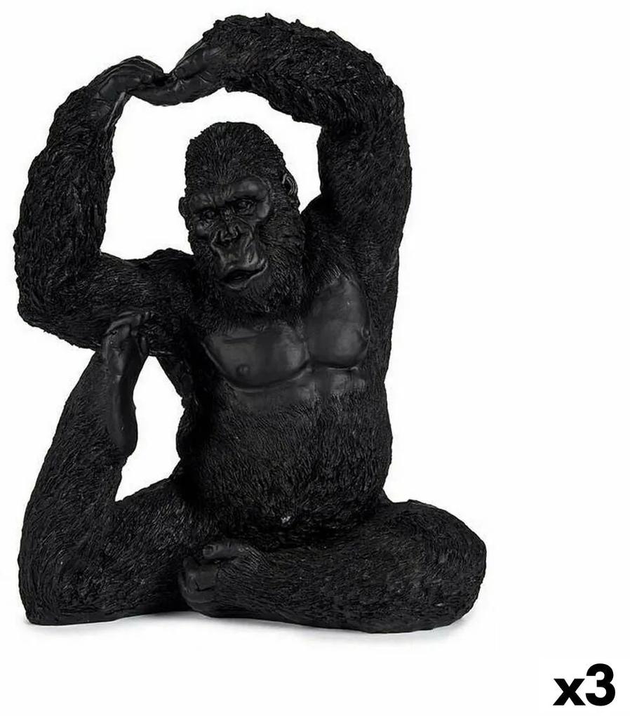 Statua Decorativa Yoga Gorilla Nero 15,2 x 31,5 x 26,5 cm (3 Unità)