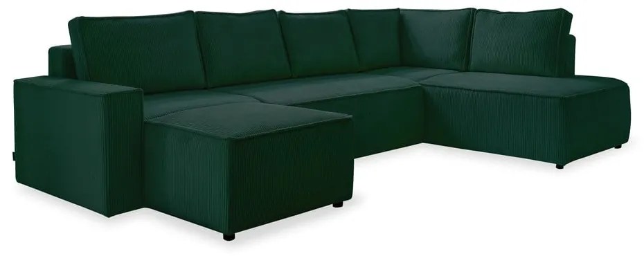 Divano letto angolare in velluto a coste verde scuro Brave Dave - Miuform