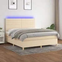 Letto a Molle con Materasso e LED Crema 180x200 cm in Tessuto 3135538