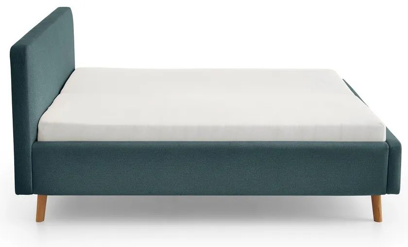 Letto matrimoniale imbottito blu con contenitore con rete inclusa 180x200 cm Mattis – Meise Möbel