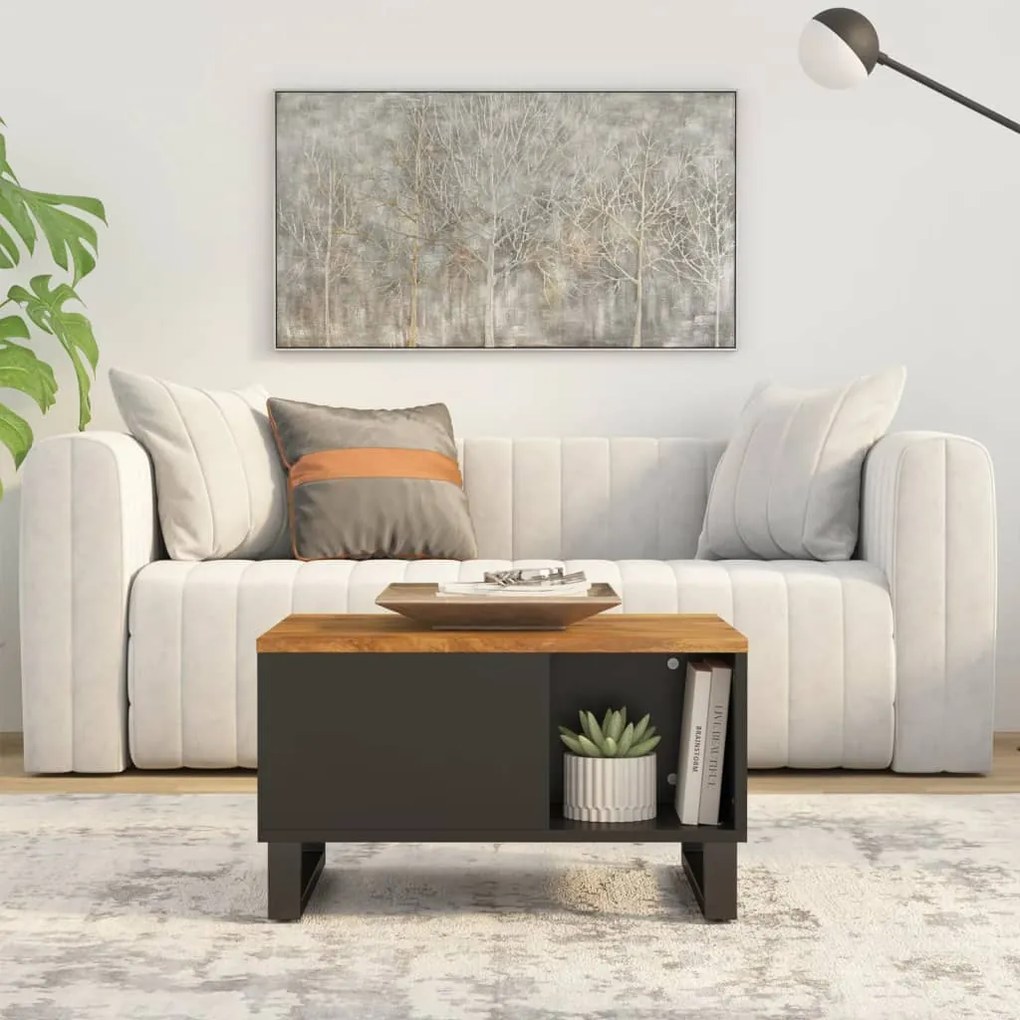 Tavolino Da Salotto 60x50x35 Cm İn Legno Massello Di Mango /