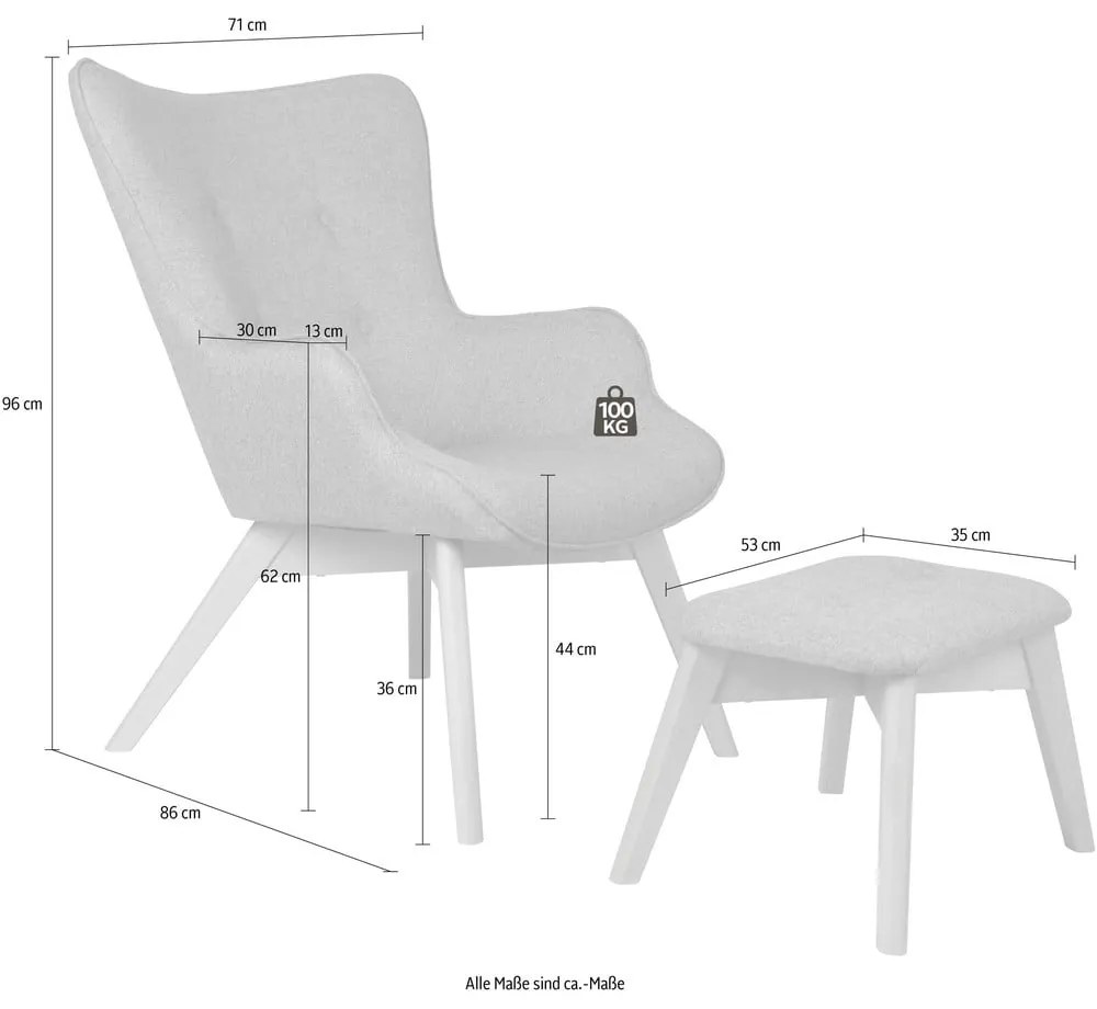 Poltrona con poggiapiedi grigia Niko – Ropez