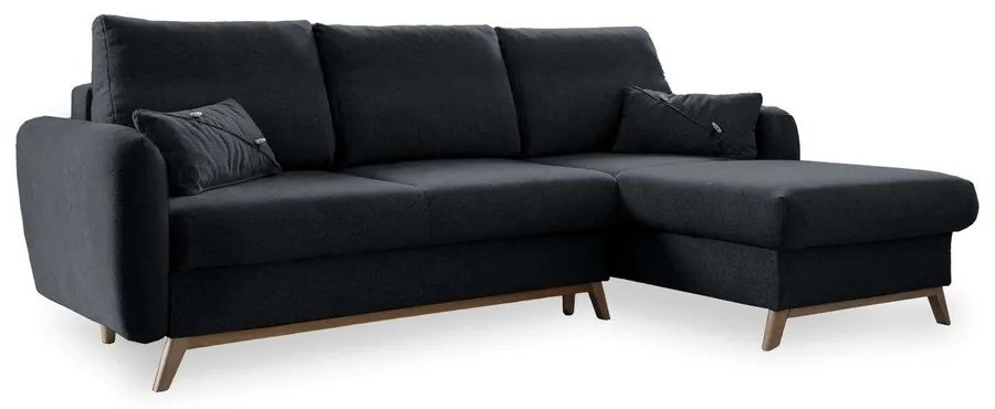 Divano letto angolare grigio scuro, angolo destro Scandic Lagom - Miuform