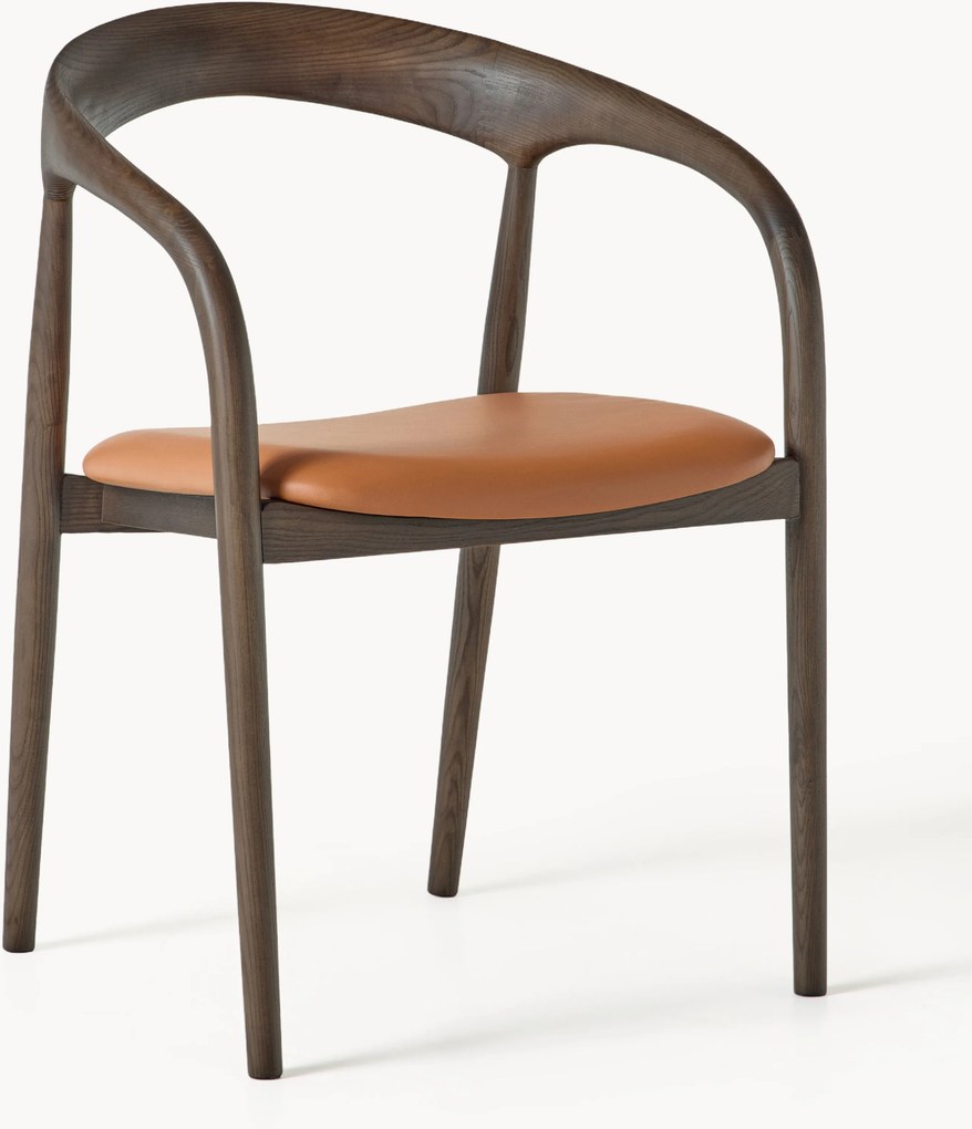 Sedia in legno di frassino con cuscino in pelle Camille