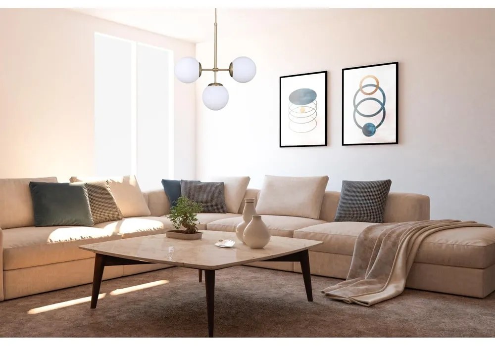 Lampada a sospensione con paralume in vetro oro e bianco ø 15 cm Seagull - Squid Lighting