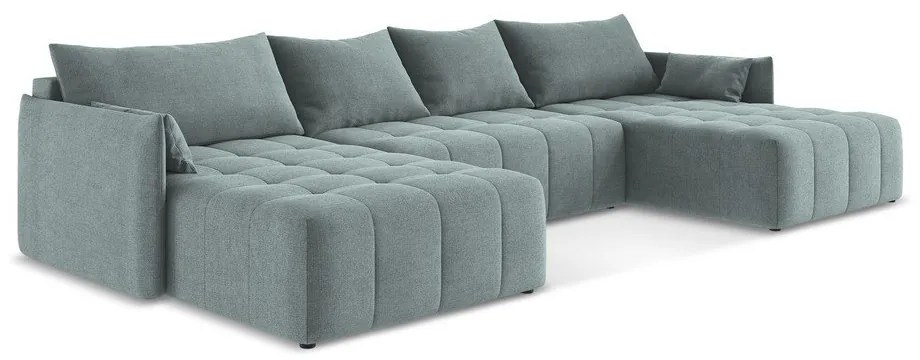 Divano angolare blu allungabile/con contenitore (a U) Moku – Makamii