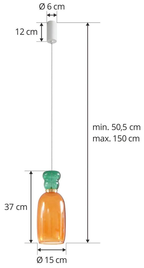 Lucande Fay LED a sospensione, arancio/verde scuro