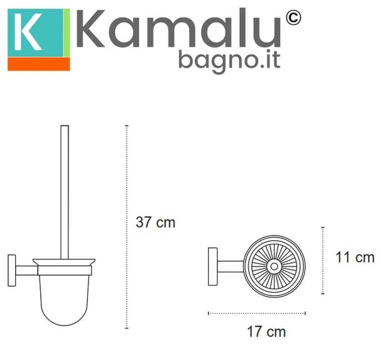 Kamalu - portascopino a muro in acciaio nero opaco e vetro opaco | mira-n