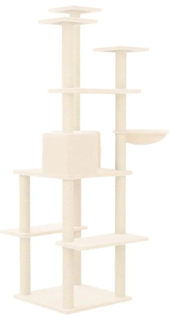 Albero per gatti con tiragraffi in sisal crema 167 cm