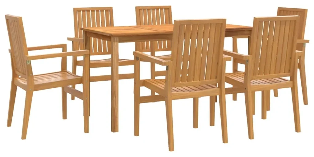 Set da pranzo da giardino 7 pz in legno massello di teak