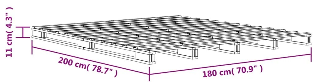 Letto Pallet Marrone Cera 180x200 cm in Legno Massello di Pino