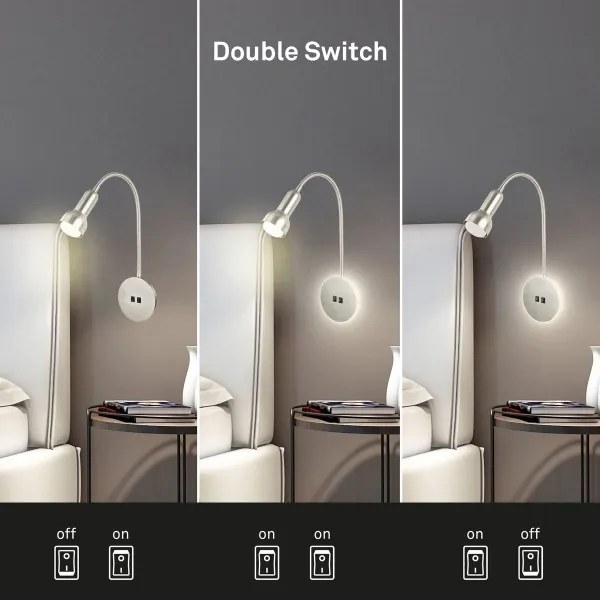 Briloner 2178012 - LED Lampada flessibile da muro 1xE14/10W/230V + LED/3W cromo