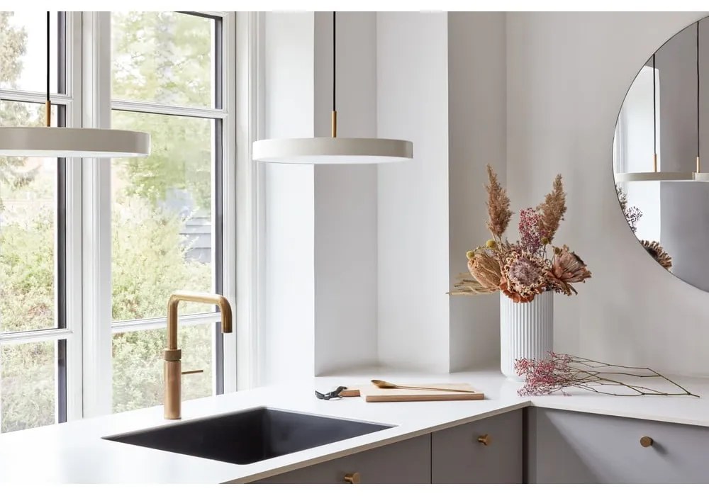 Apparecchio a sospensione dimmerabile LED crema con paralume in metallo ø 43 cm Asteria Plus Medium - UMAGE