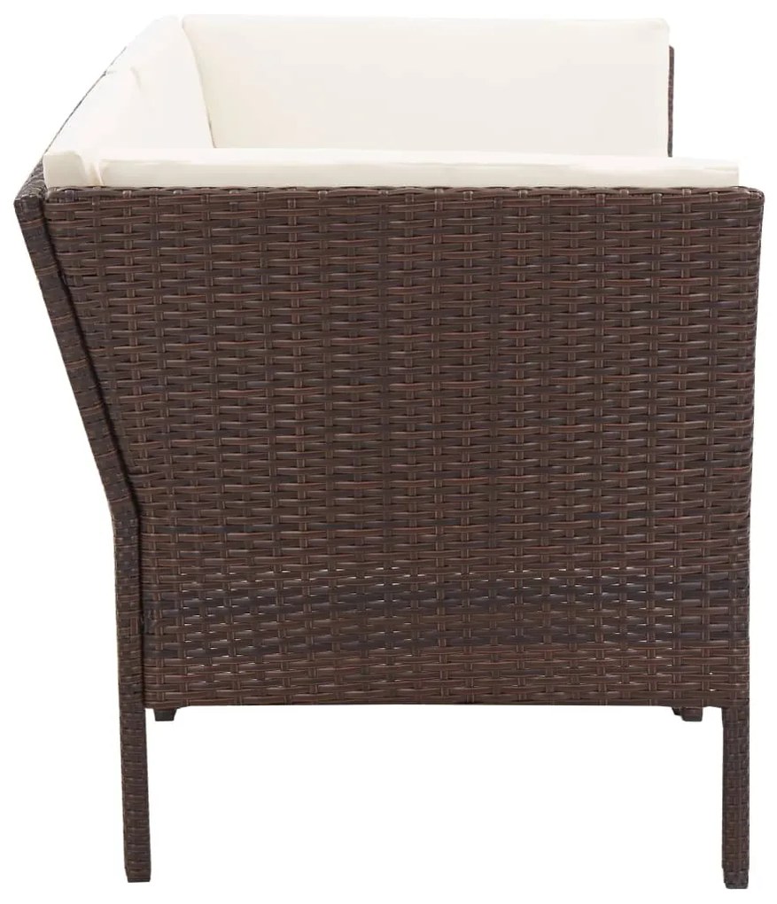 Set divani da giardino 6 pz con cuscini in polyrattan marrone