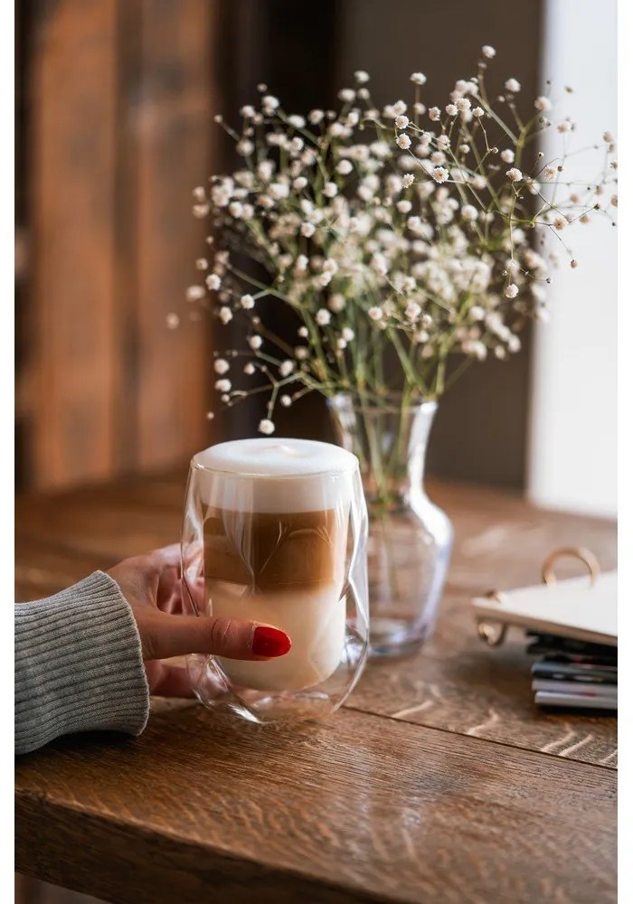 Set di 2 bicchieri da latte a doppia parete, 350 ml Geo - Vialli Design