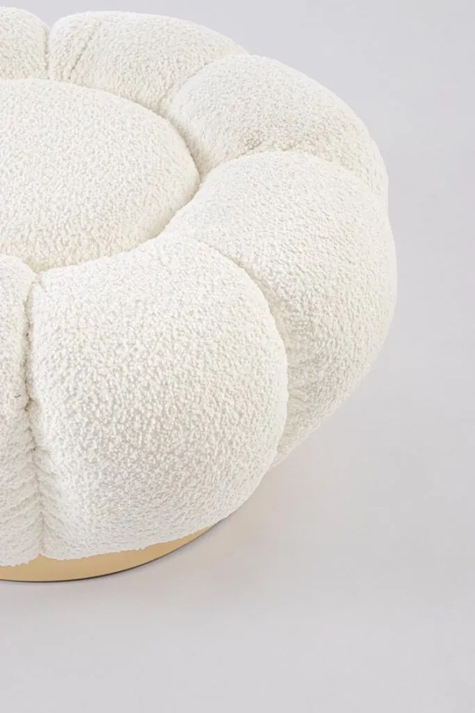 Pouf FLOREL in tessuto effetto bouclé bianco