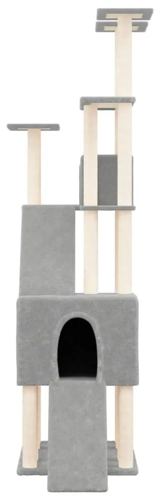 Albero per gatti con tiragraffi in sisal grigio chiaro 190 cm