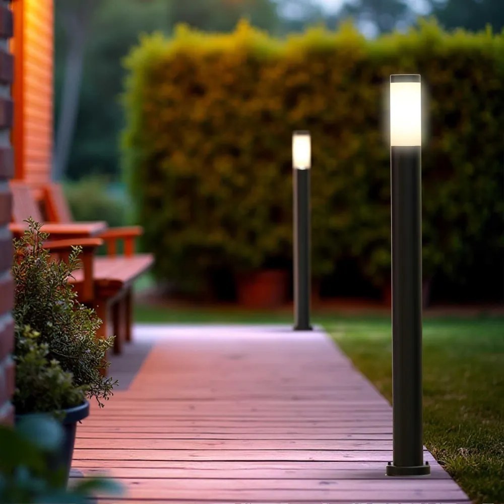 Paletto da Giardino 100cm, acciaio inox NERO, IK06, IP54, base E27 Base E27