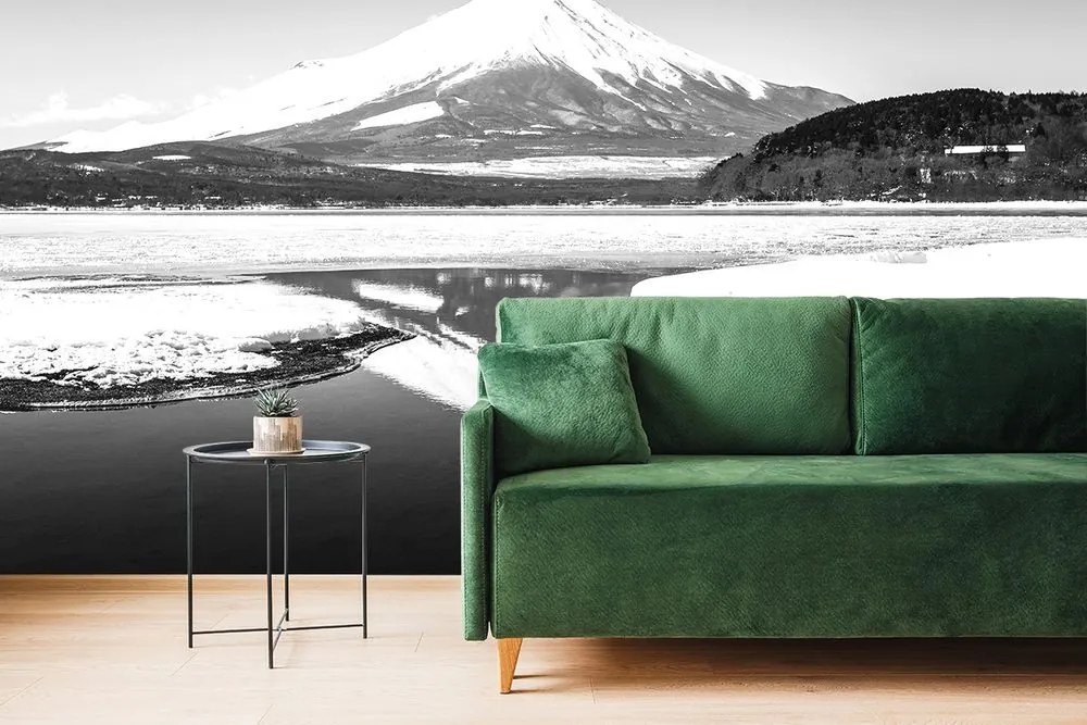 Carta da parati – Monte Fuji giapponese in bianco e nero