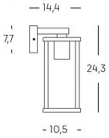 Applique Da Esterno Contemporanea Aurea Alluminio E Vetro Nero 1 Luce E27