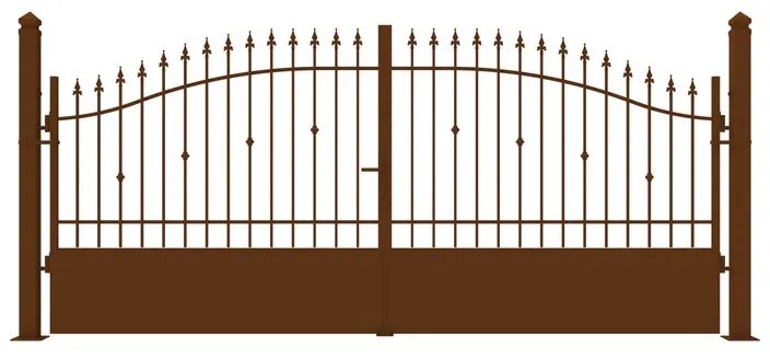Cancello manuale battente Civetta in ferro, apertura centrale, L 408.5, H 150-180 cm, di colore ruggine