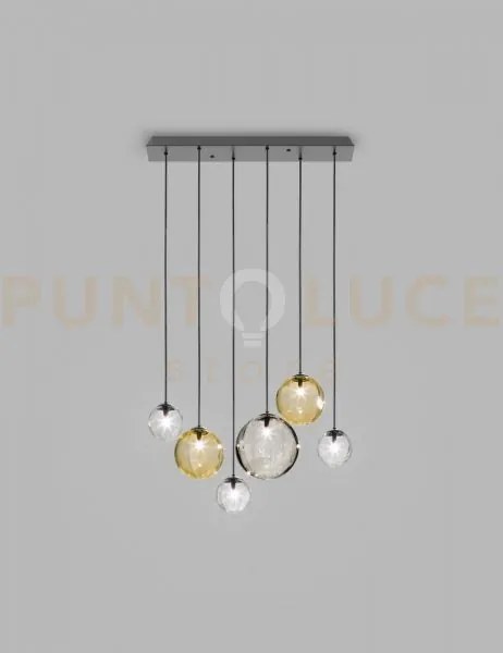 Puppet sospensione l6 multicolore 1 nero opaco 6 luci attacco g9