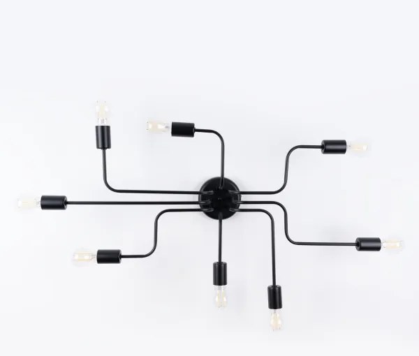 Sollux SL.1448 - Lampadario a plafone VECTOR 8xE27/15W/230V nero