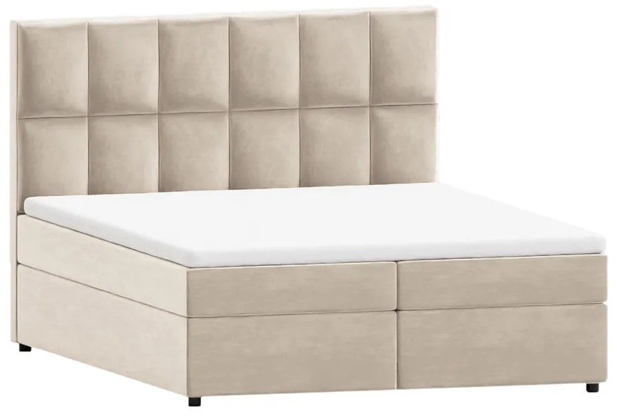 Letto matrimoniale imbottito bianco crema con spazio contenitivo 180x200 cm Flip - Ropez