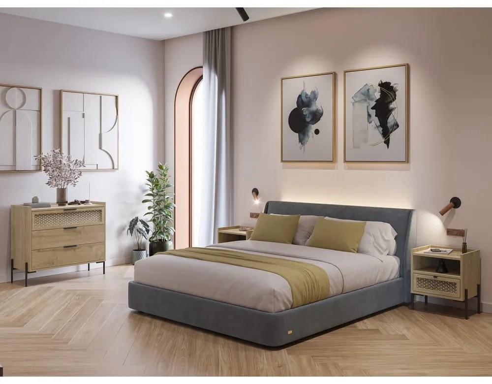 Comodino in rovere con ripiani in colore naturale Inca - Marckeric