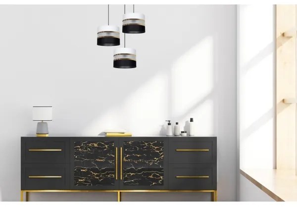 Lampadario a sospensione con filo CORAL 3xE27/60W/230V bianco e nero