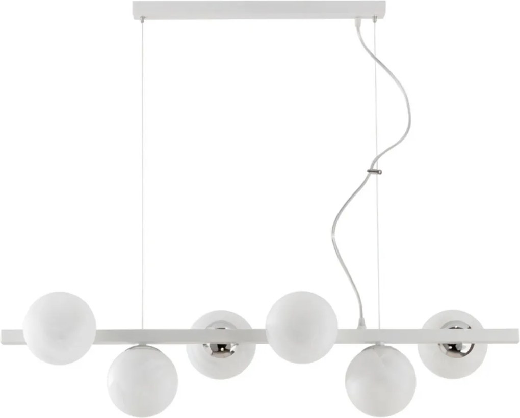 Lampadario Contemporaneo Adrian Metallo Bianco Cromo 6 Luci E14