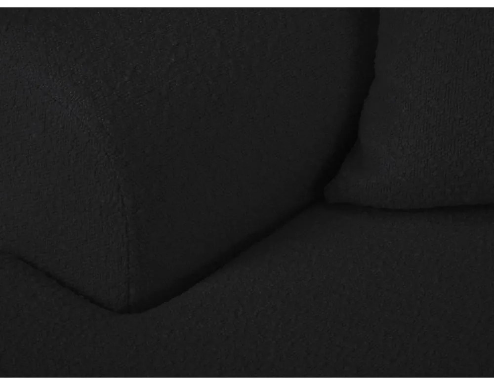 Divano angolare nero allungabile e con contenitore (con penisola a sinistra/con chaise lounge) con rivestimento in bouclé Kyoto – Cosmopolitan Design