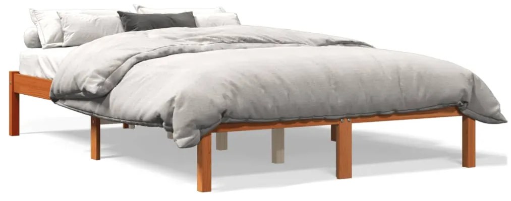Letto Senza Materasso Marrone Cera 120x190 Cm İn Legno Di Pino /