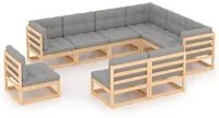 Set Divani da Giardino 9 pz con Cuscini Legno Massello di Pino cod mxl 44855