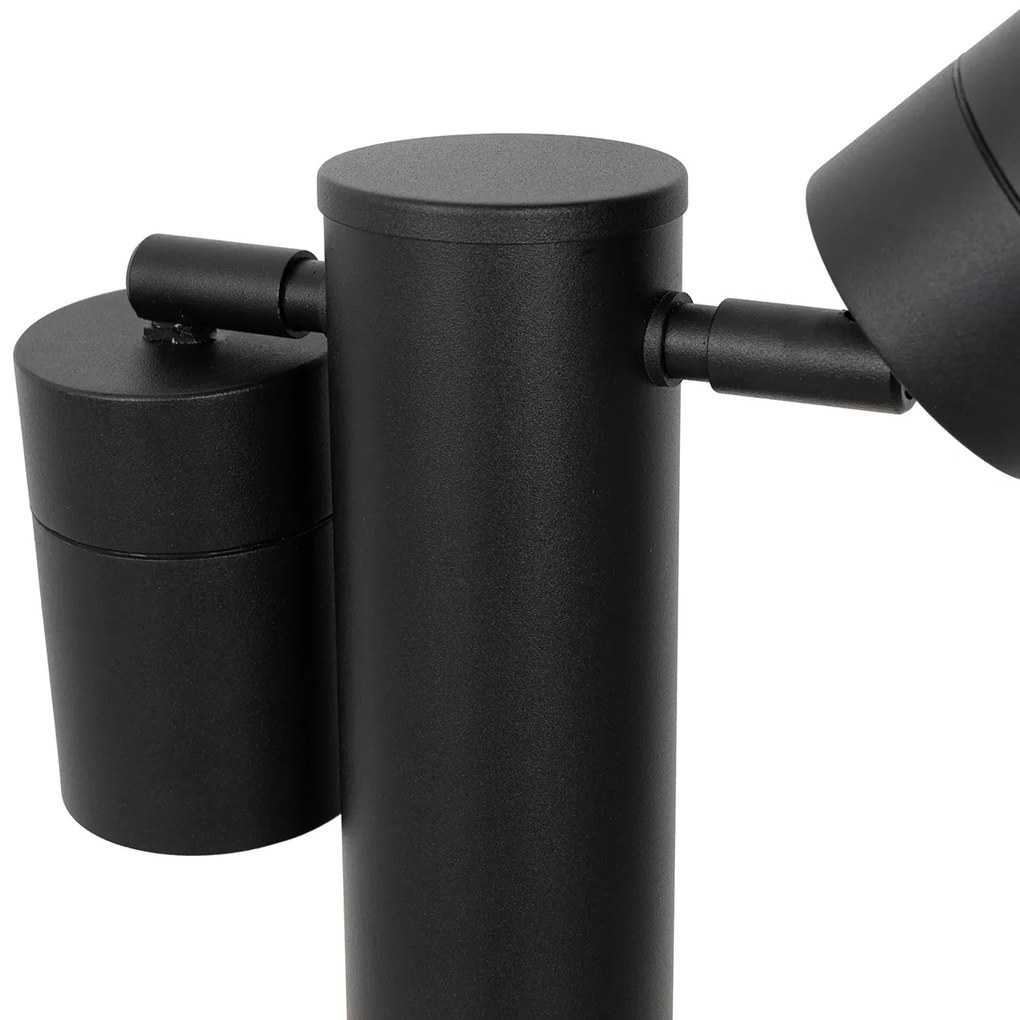 Lampada da esterno nera con picchetto da terra e pressacavo 45cm 2 luci IP44 - Duo