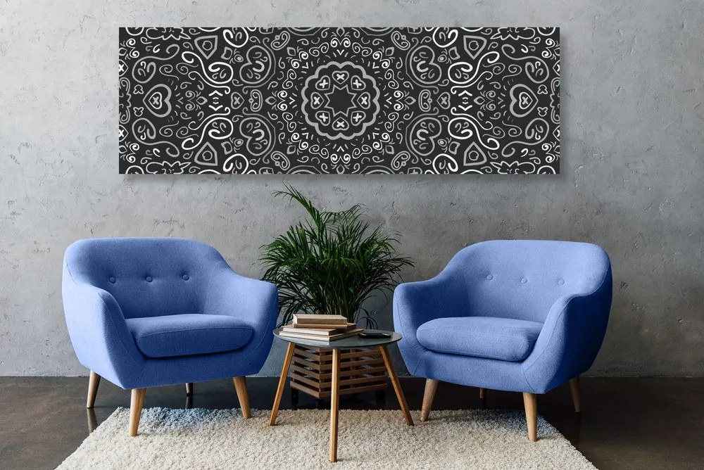 Stampa su tela – Mandala dell'amore in bianco e nero
