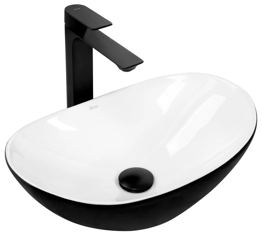 Lavabo da appoggio REA Royal Mini Black White