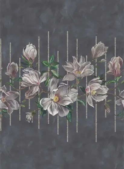 Wandbild Magnolia Frieze von O&L - Charcoal / Pink