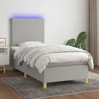 Letto a Molle Materasso e LED Grigio Chiaro 80x200 cm Tessuto 3135229