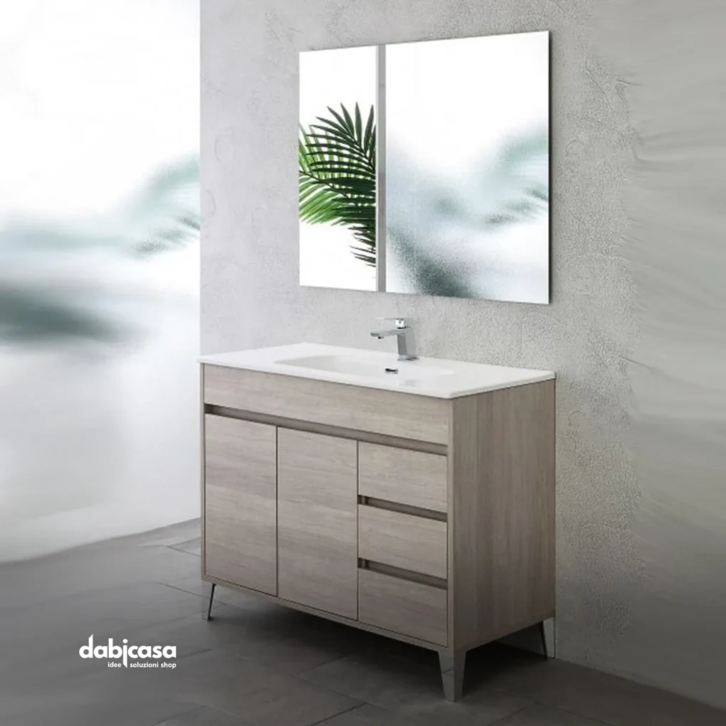 Mobile Bagno Mondo 2.0 Rovere Chiaro 100CM Con 2 Ante e 3