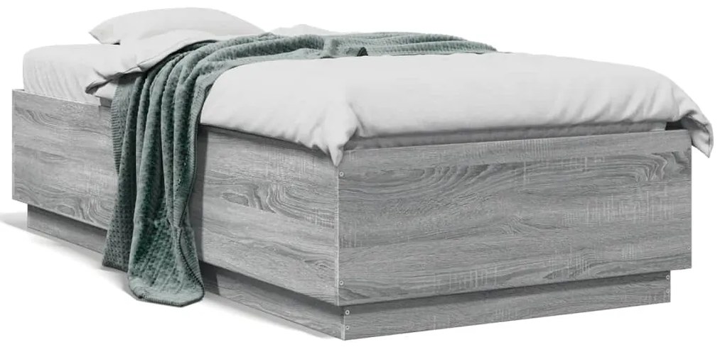 Giroletto Luci Led Grigio Sonoma 90x190 Cm İn Legno Multistrato /