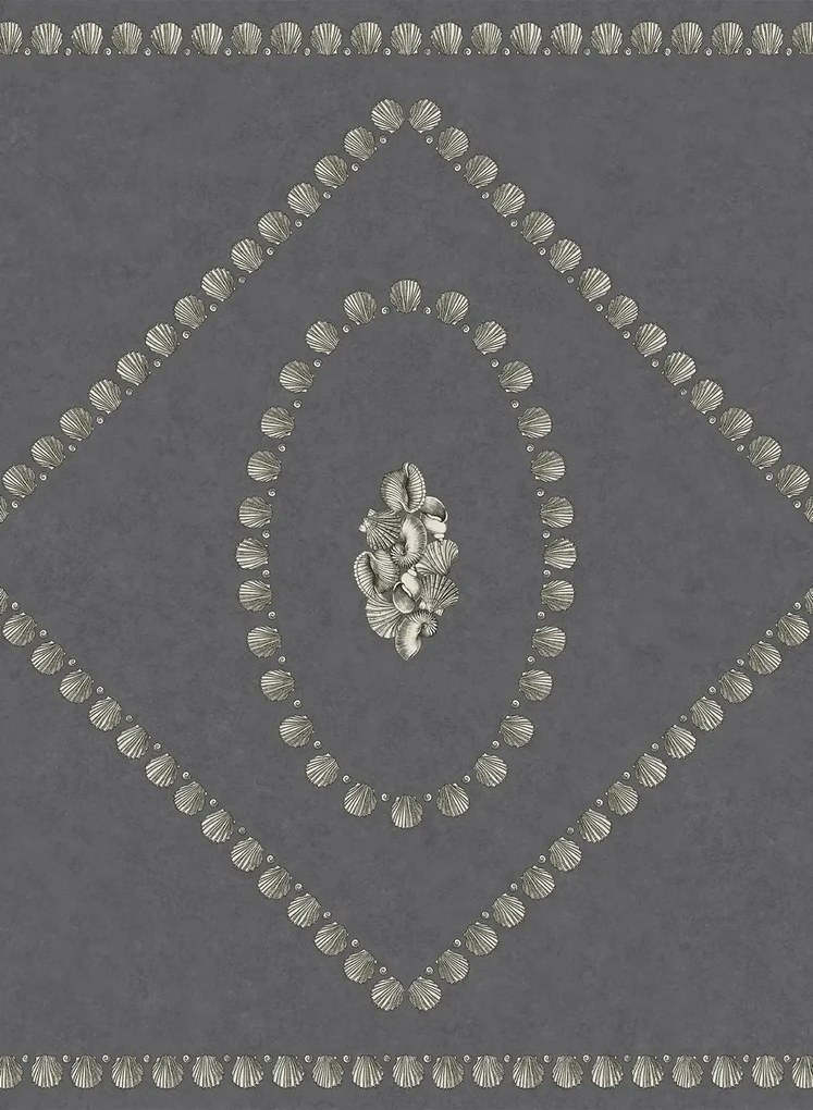 Cole & Son Carta da parati Conchiglie - Soft Gold on Charcoal