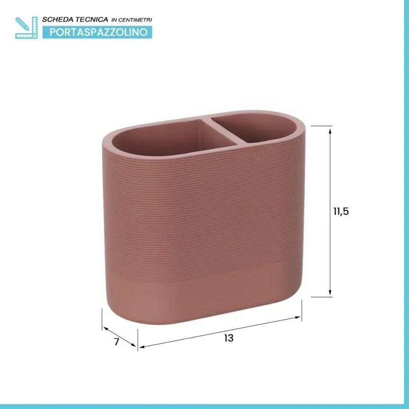 Bicchiere porta spazzolini in poliresina terracotta Marica