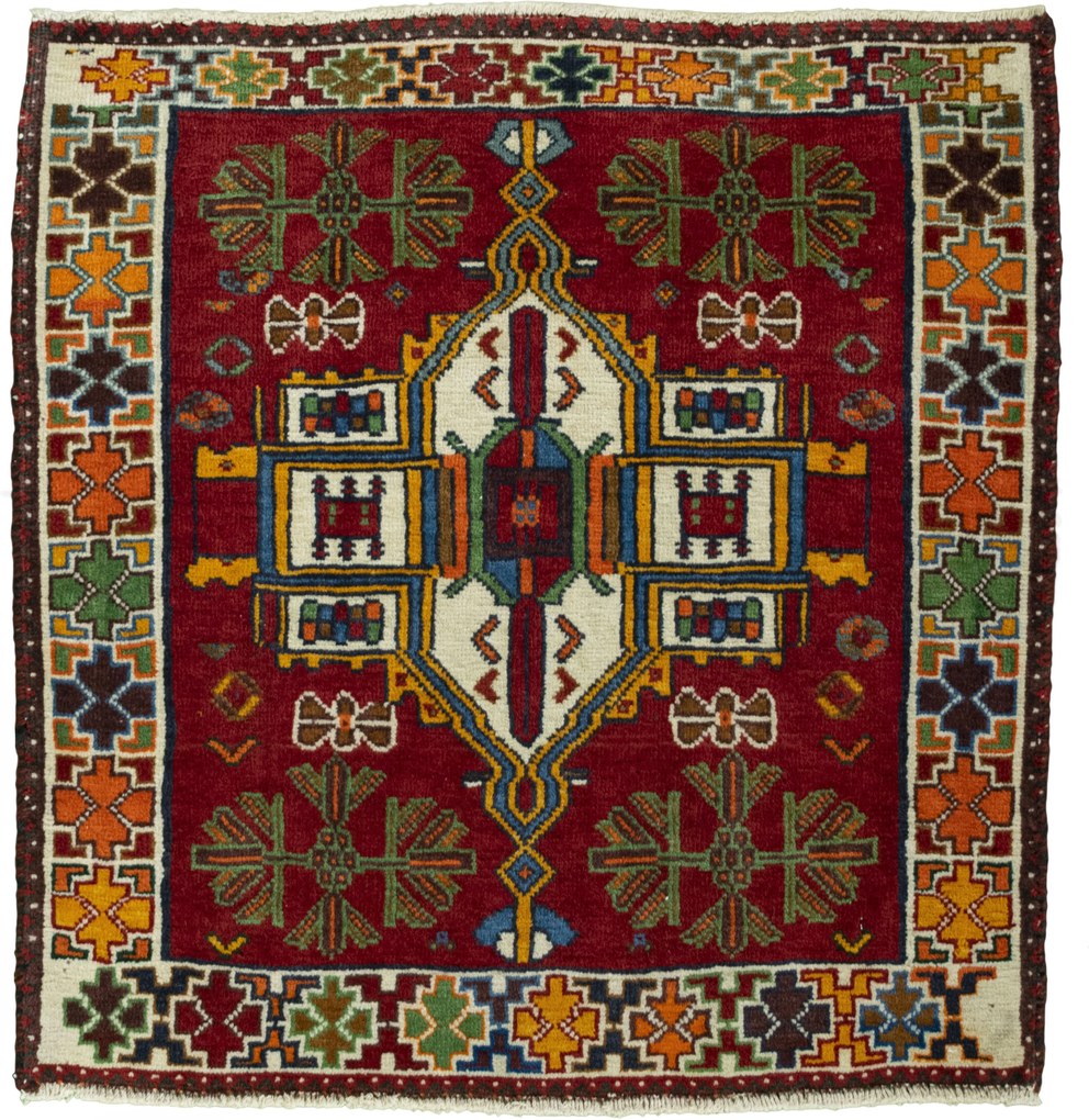 Shiraz Tappeto persiano 70 x 70 Rosso (Iran) Annodato A Mano