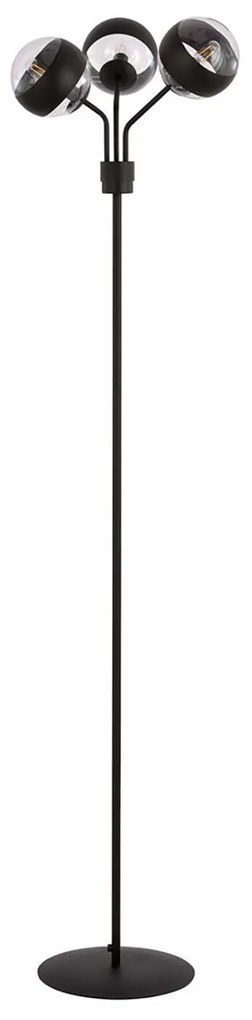 Piantana Moderno Orione Acciaio Nero Trasparente 3 Luci E14 Ip20