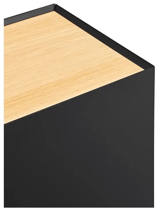 Cassettiera bassa nera effetto rovere 165x78 cm Arista - Teulat