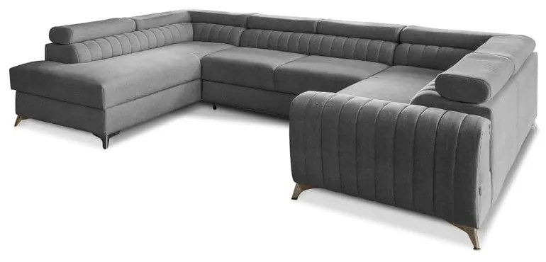 Divano angolare grigio scuro allungabile/con contenitore (con penisola a sinistra/a U) Louis – ELTAP