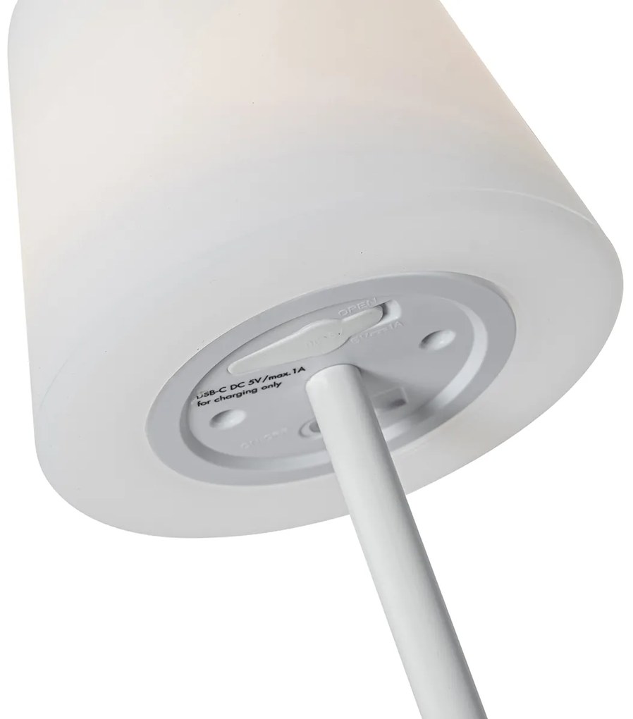 Lampada da tavolo bianca ricaricabile con LED e dimmer IP54 - Jude