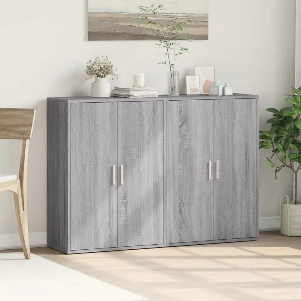 Credenze 2 pz grigio sonoma 60x31x84 cm in legno multistrato